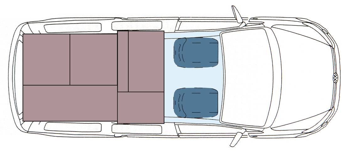 Plan d’aménagement REIMO du Weekender 2, en position lit